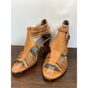 Nine West Women's NW Rainey Open Toe Strappy Gladiator Heels Brown Size 8.5